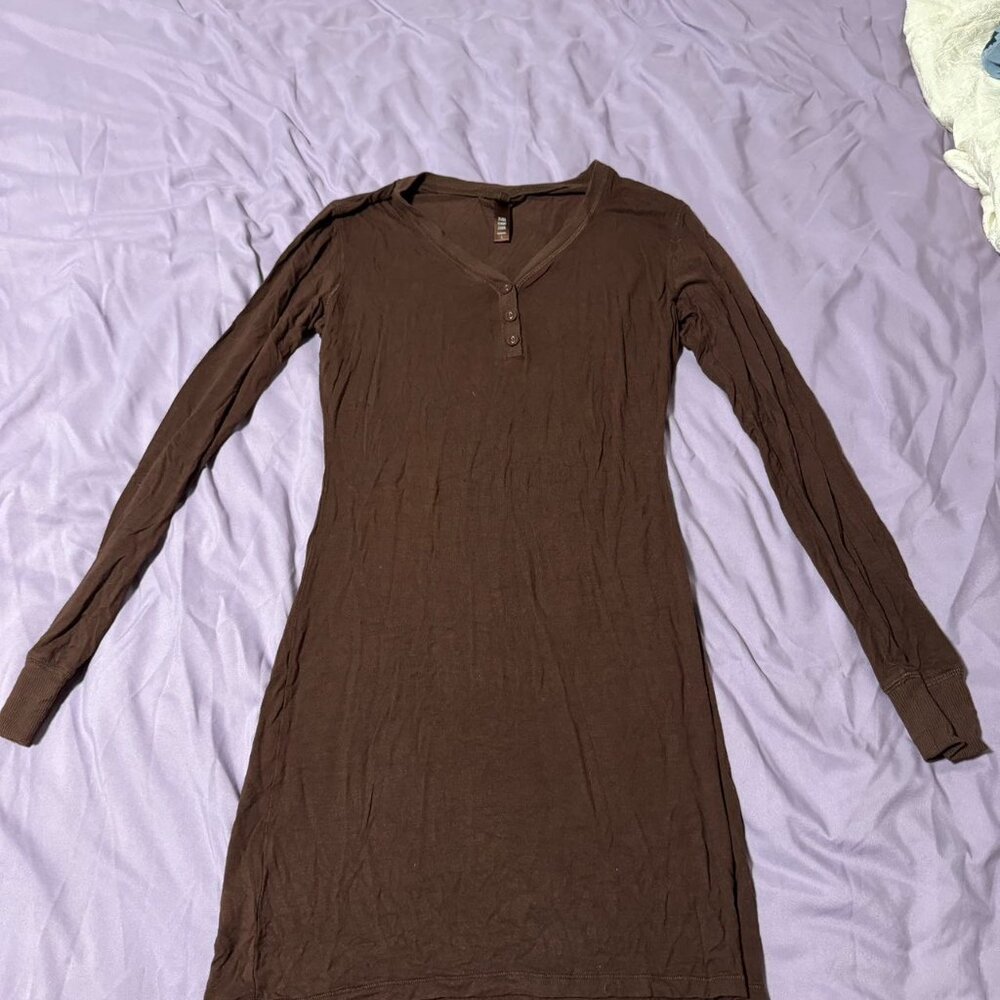 Skims Long Sleeve Midi Dress